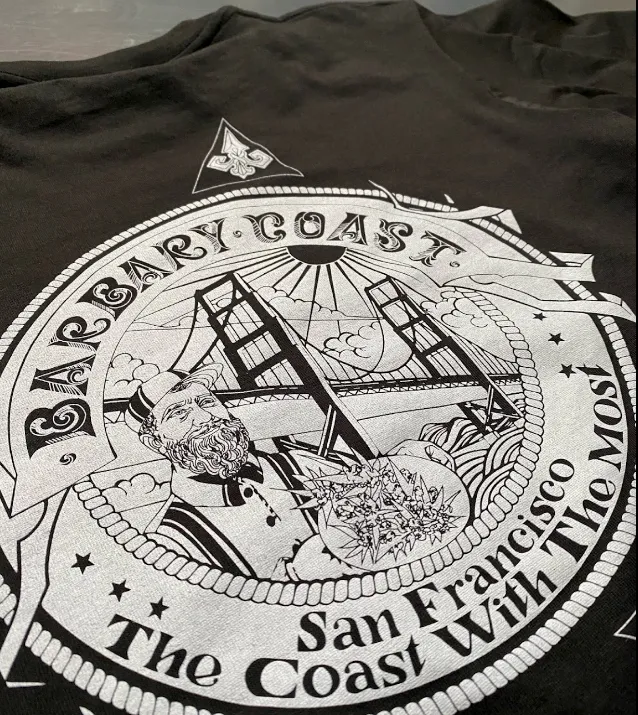 Black shirt with Barbary Coast print