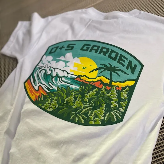 White shirt with D+S Garden on back